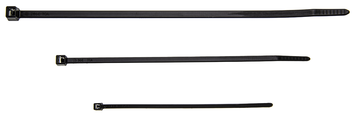 HellermannTyton Cable Tie, 100mm x 2.5 mm, Black Nylon, Pk-1