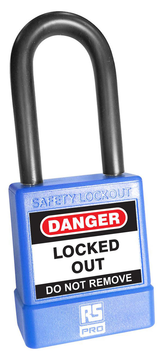 RS PRO Blue Steel Safety Lockout Padlocks, 6mm Shackle, 48mm Attachment