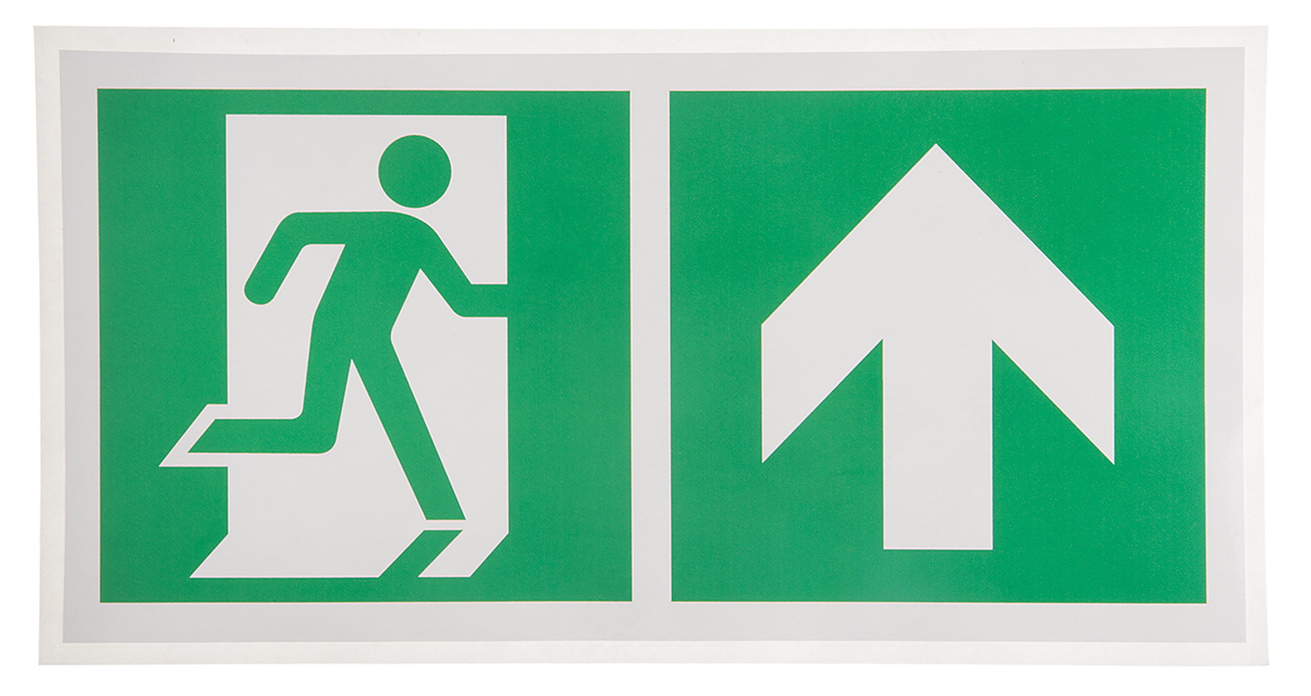 Vinyl Emergency Exit Up,  With Pictogram Only, Non-Illuminated Emergency Exit Sign