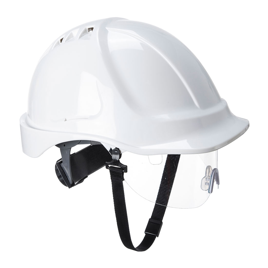Portwest PPE White Hard Hats with Chin Strap, AdjustableVentilated