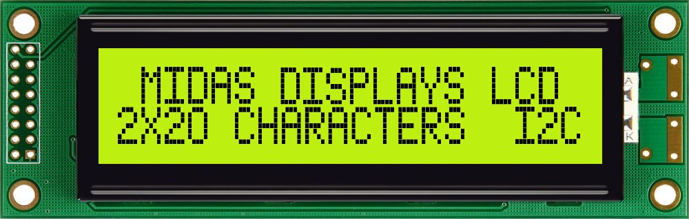 Midas MC22005A6W-SPTLYI-V2 Alphanumeric LCD Alphanumeric Display, 2 Rows by 20 Characters