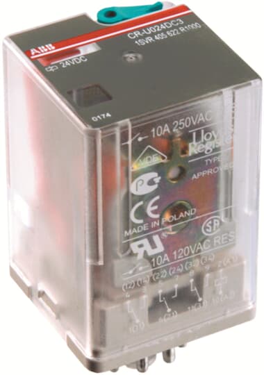 ABB CR-U Series Interface Relay, DIN Rail Mount, 24V dc Coil, 3CO (SPDT), 10A Load
