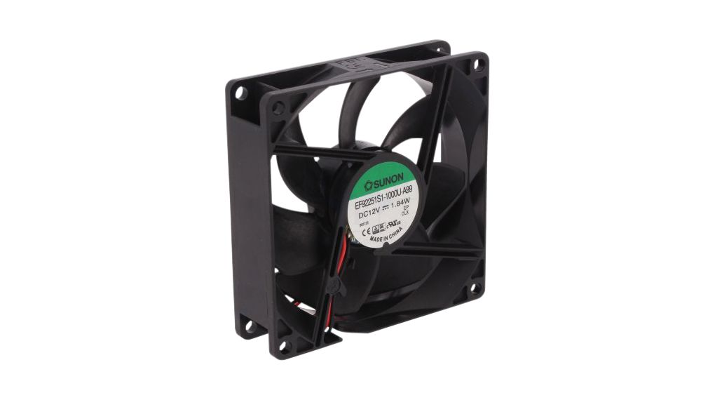 Sunon Axial Fan, 12 V dc, dc Operation, 51.5cfm, 1.84W, 161mA Max, 92 x 92 x 25mm