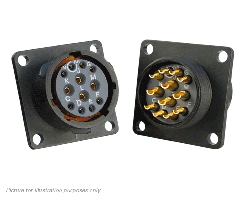 Souriau Sunbank by Eaton, UTS 12 Way Flange Mount MIL Spec Circular Connector Receptacle, Socket Contacts,Shell Size