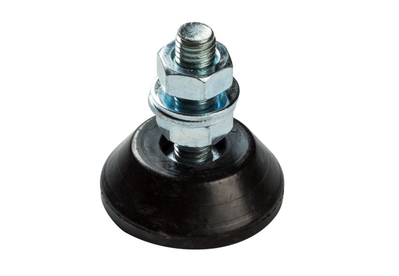 Serious 10mm 46mm Dia. Vulcanised Rubber Levelling Adjustable Foot, 75kg Static Load Capacity