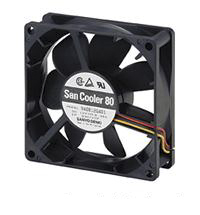 Sanyo Denki 9A Series Axial Fan, 12 V dc, DC Operation, 61.8m³/h, 1.56W, 130mA Max, 80 x 80 x 25mm