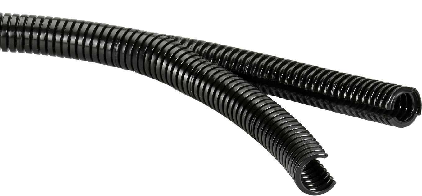 Flexicon Parallel Corrugated Conduit, 11mm Nominal Diameter, Nylon 6, Black