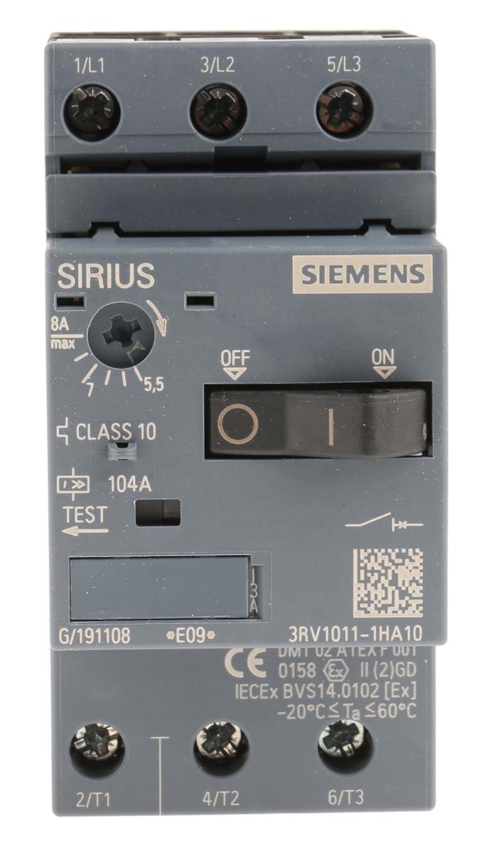 Siemens 5.5 → 8 A SIRIUS 3RV Motor Protection Circuit Breaker