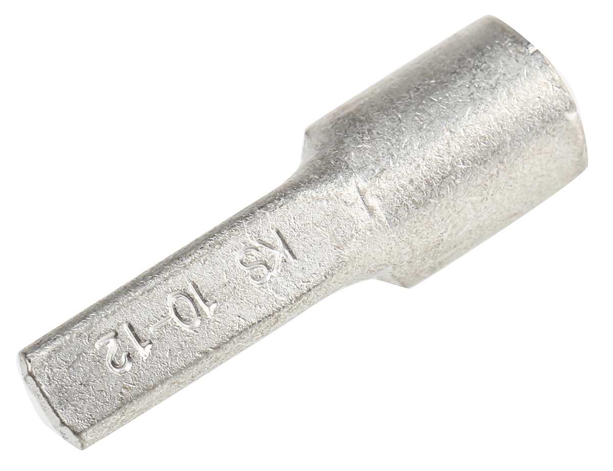 RS PRO Uninsulated, Tin Crimp Pin Connector, 10mm² to 10mm², 8AWG to 8AWG, 4.3mm Pin Diameter, 14mm Pin Length, Silver