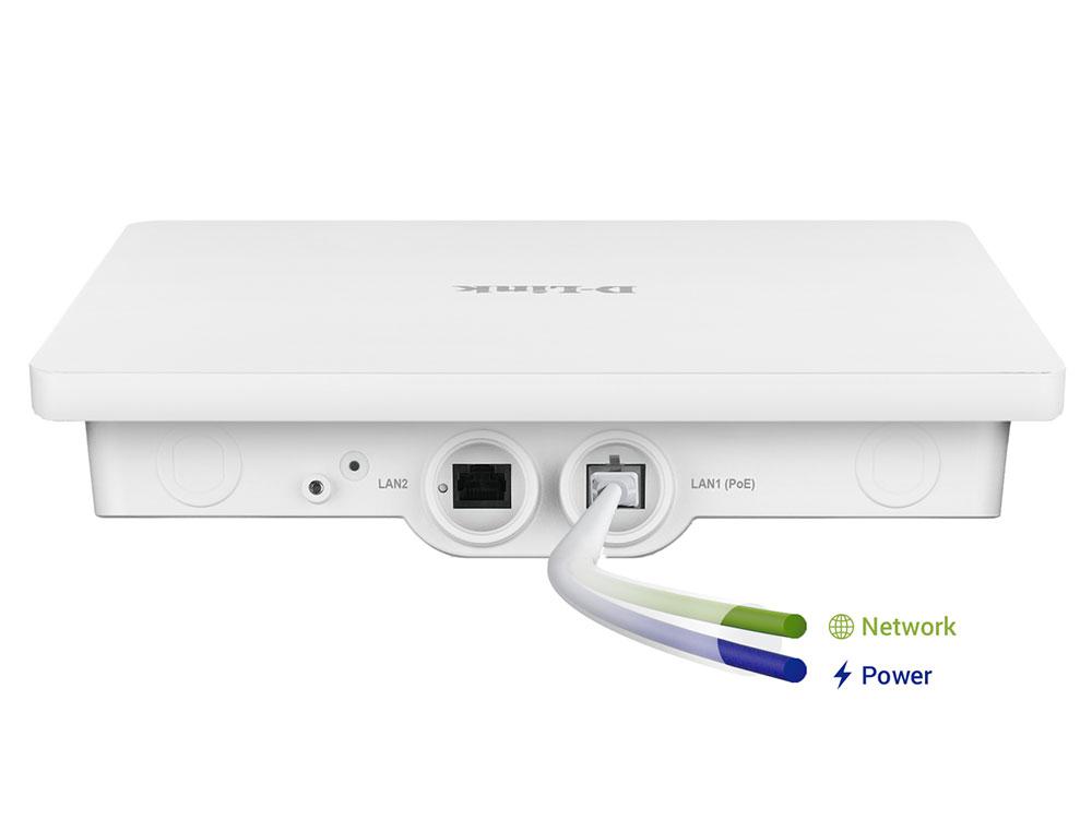 D-Link Wireless AC1200 Wave 2 Dual-Band Outdoor PoE Access Point 2 Port Wireless Access Point, 802.11ac, 10/100