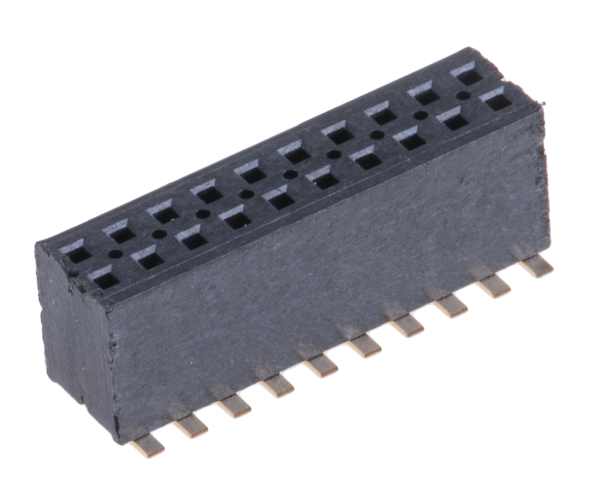 Samtec FLE Series Straight Surface Mount PCB Socket, 20-Contact, 2-Row, 1.27mm Pitch, SMT Termination