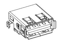 Molex Right Angle, Panel Mount, Socket- Single Port Type A 2.0 USB Connector