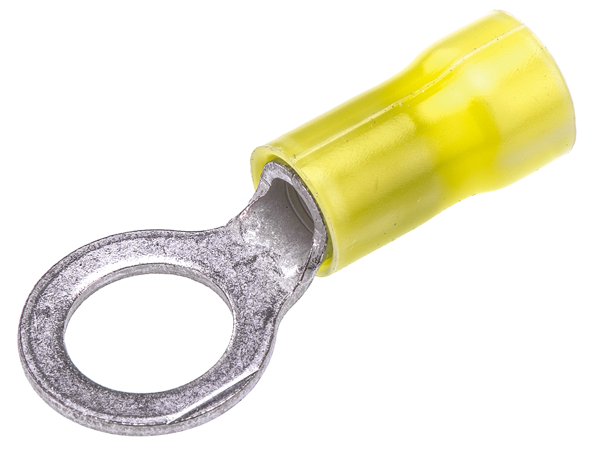 TE Connectivity, PLASTI-GRIP Insulated Ring Terminal, M8 Stud Size, 3mm² to 6mm² Wire Size, Yellow