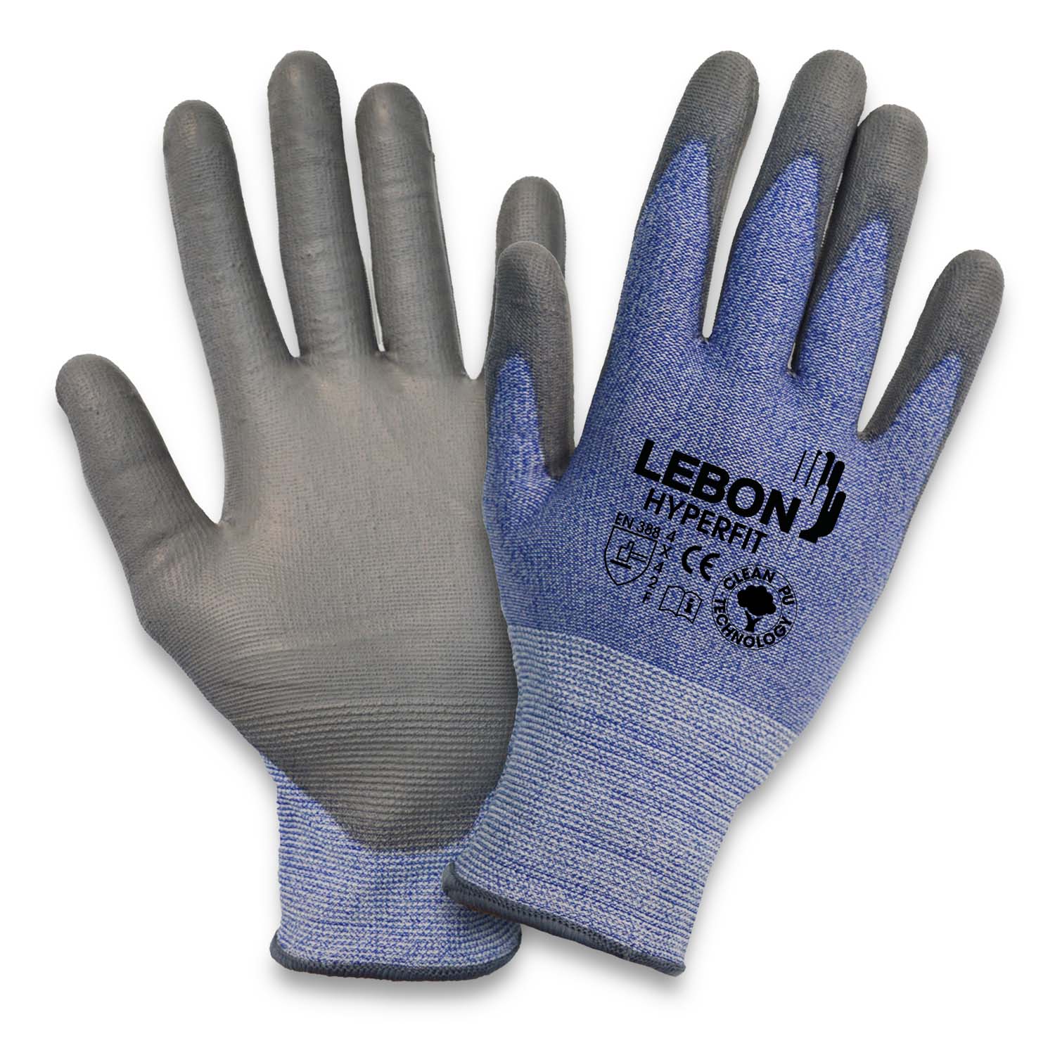 Lebon Protection HYPERFIT-10 Black, Blue Elastane, High Performance Polyethylene, Polyamide Glove, Size 10, Polyurethane