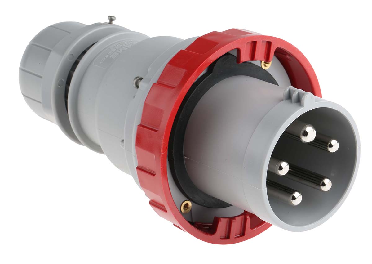 Scame IP67 Red Cable Mount 3P + N + E Industrial Power Plug, Rated At 63A, 415 V