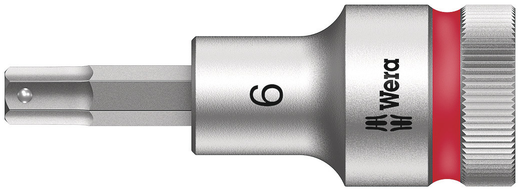 Wera 1/2 in Drive Bit Socket, Hex Bit, 6mm, 60 mm Overall Length