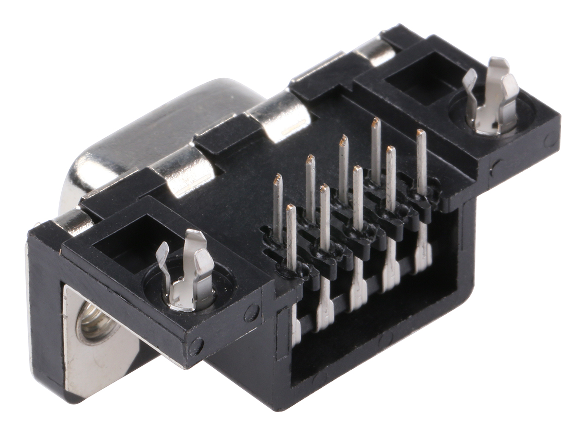 Amphenol ICC Delta D 9 Way Right Angle Through Hole D-sub Connector Socket, 2.74mm Pitch, with M3 Inserts