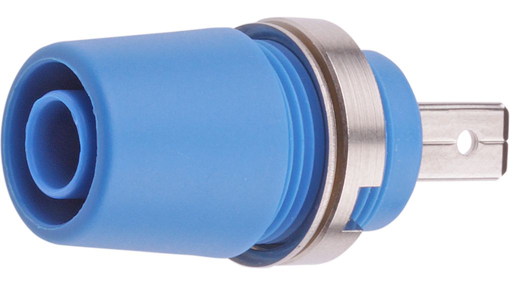 Staubli Blue Socket Banana Socket, 4 mm Connector, M4 Thread Termination, 20A, 1kV, Nickel Plating