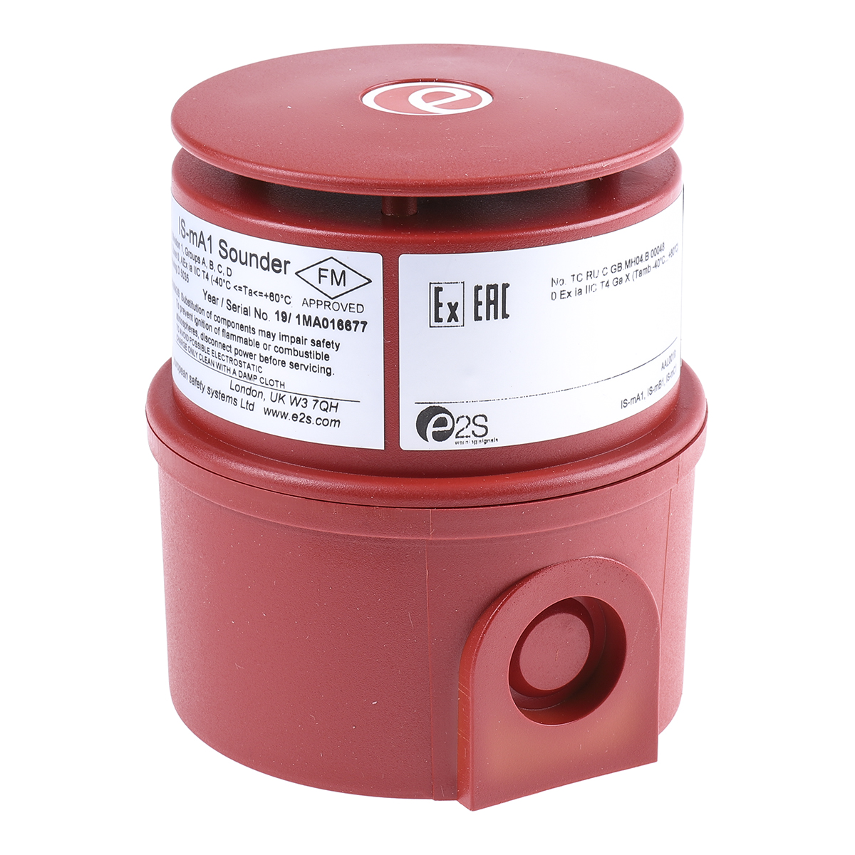 e2s IS-mA1 Series Surface Mount Electronic Sounder, 16 → 28 V dc, 100dB at 1 m, IP65, DC, 49-Tone