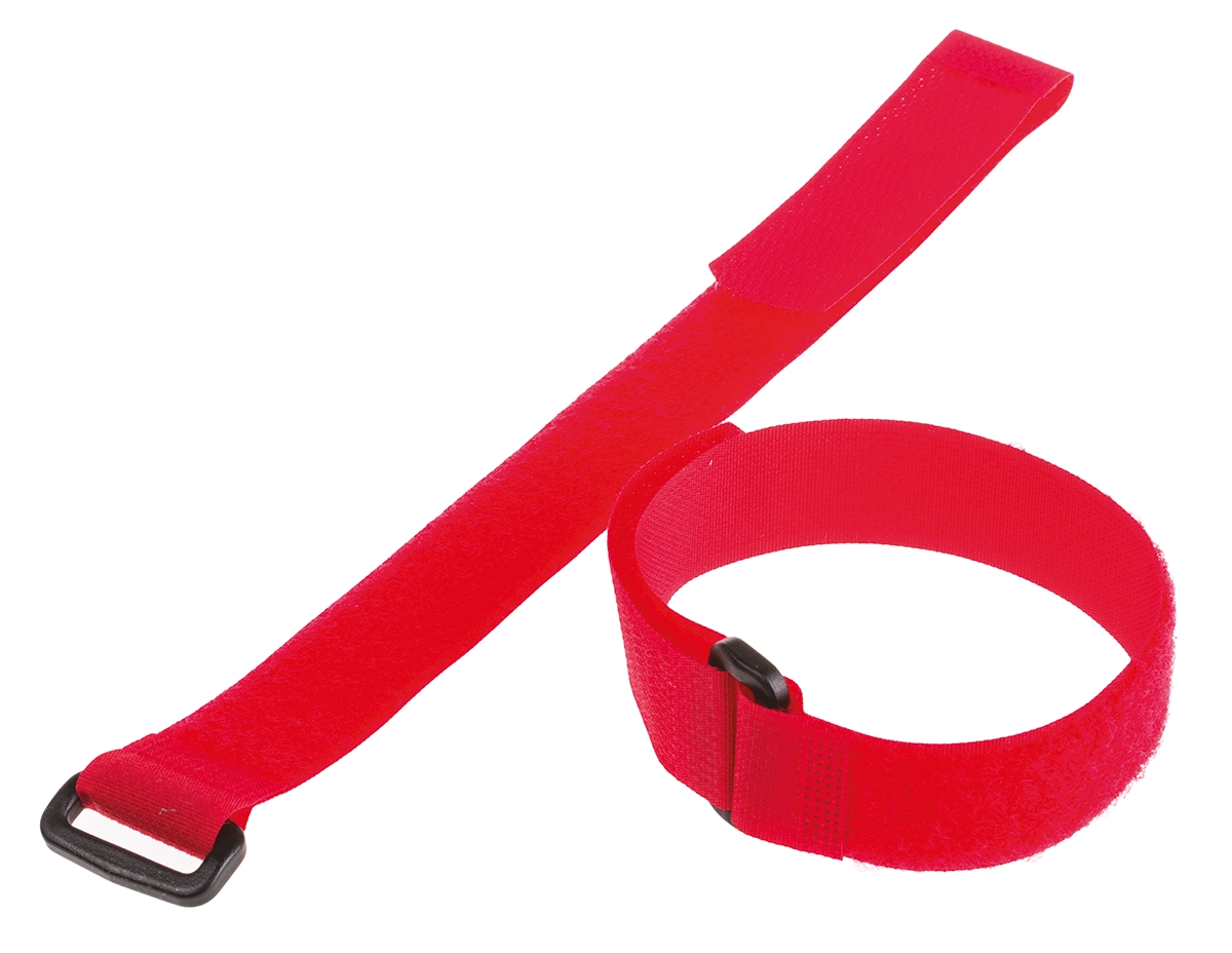 Thomas & Betts Cable Ties, Hook and Loop, 304.8mm x 19.1 mm, Red Nylon, Pk-10