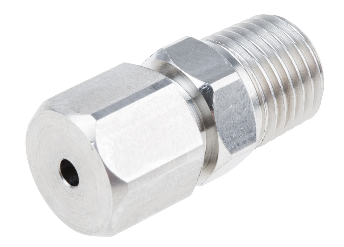 RS PRO 1/4 NPT Compression Fitting for Use with Thermocouple or PRT Probe, 3mm Probe, RoHS Compliant Standard