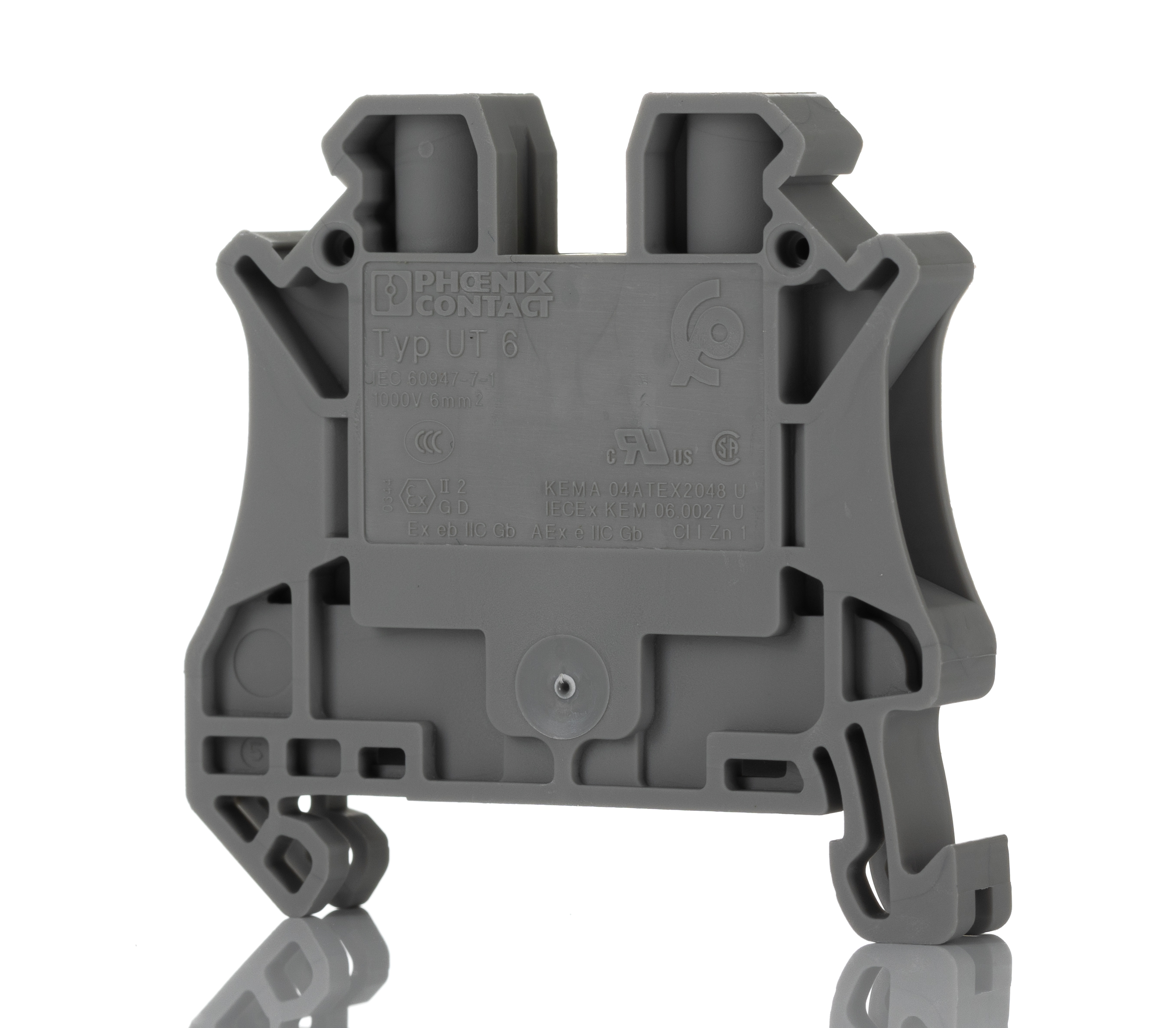 Phoenix Contact 3044131, Grey Feed-Through Terminal Block, 24 → 8AWG, DIN Rail Channel