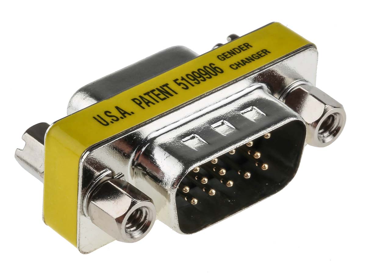 RS PRO D-sub Adapter Male 15 Way D-Sub to Female 15 Way D-Sub