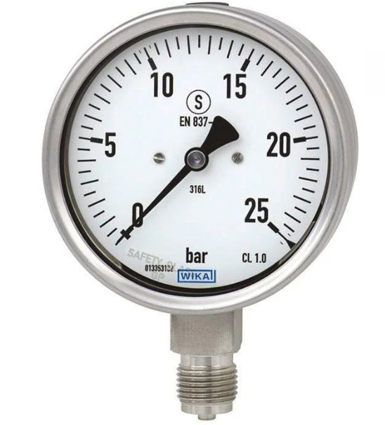 WIKA NPT 1/2 Analogue Pressure Gauge 1.5bar Bottom Entry 100mm Outside Diameter