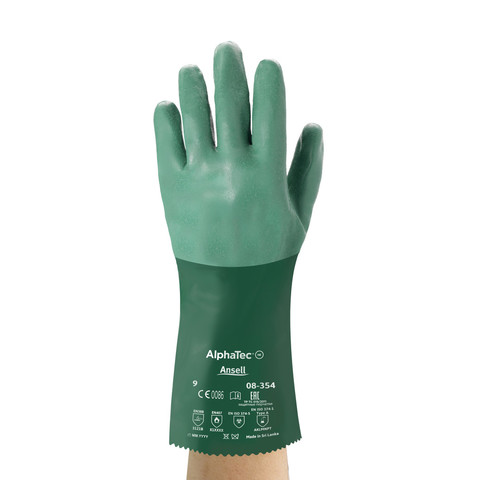 Ansell AlphaTec Green Neoprene Work Gloves, Size 10, Neoprene Coating