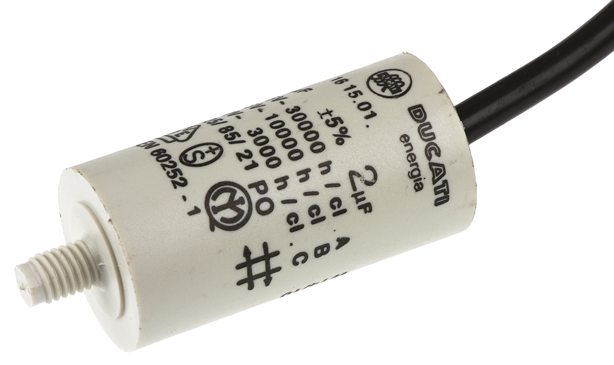 Ducati Energia 4.16.15 Polypropylene Film Capacitor, 400 → 500V ac, ±5%, 2μF, Stud Mount