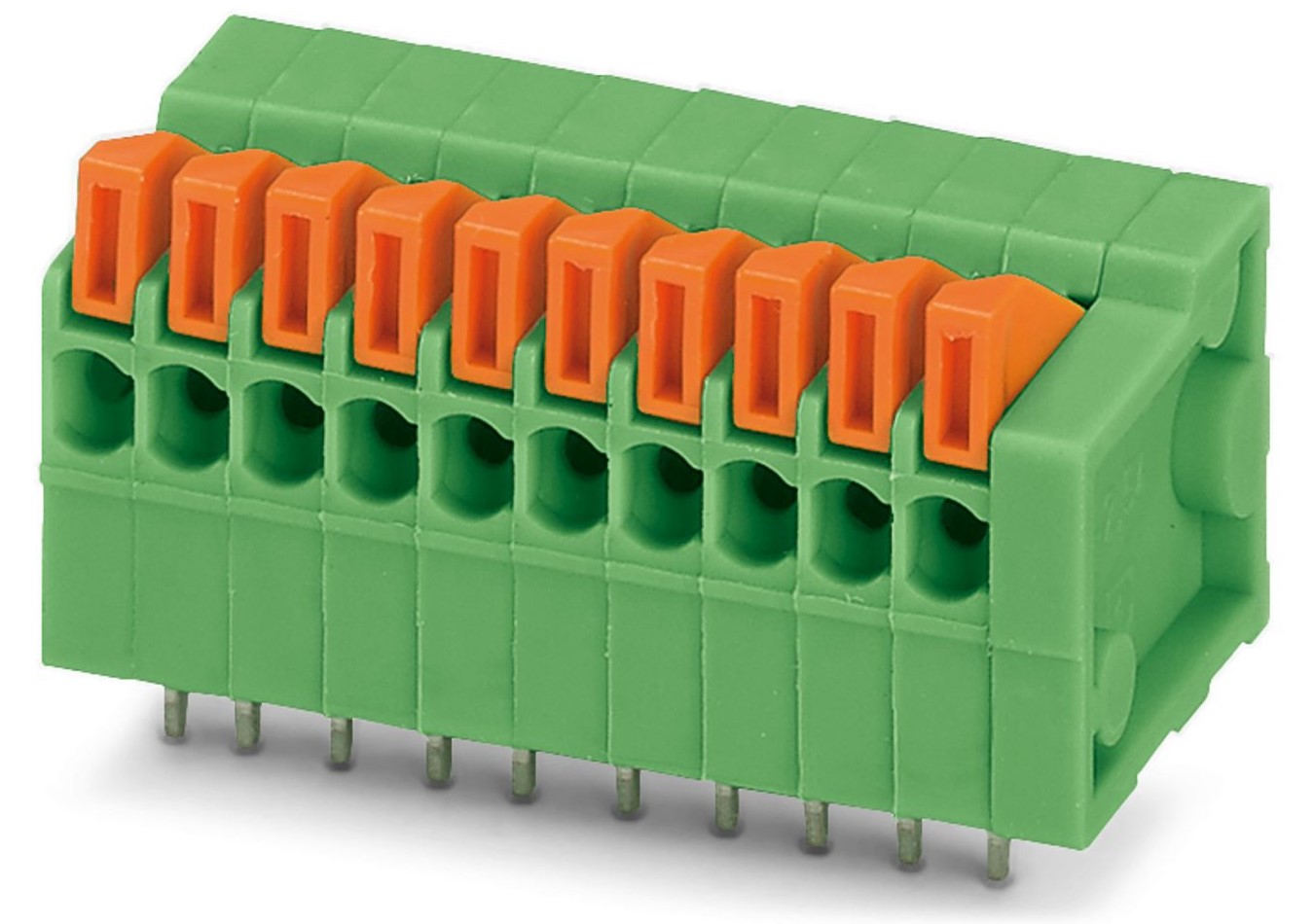 Phoenix Contact FFKDSA1/H-2.54- 5 Series PCB Terminal Block, 5-Contact, 2.54mm Pitch, Through Hole Mount, Spring Cage