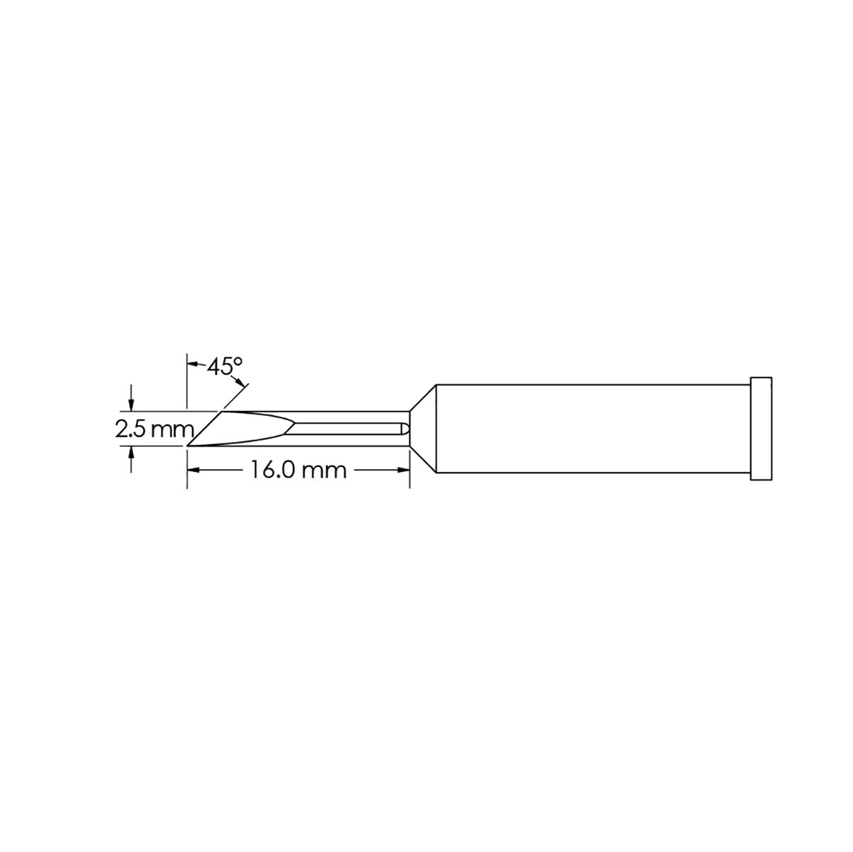 Metcal GT6-KN0025S 2.5 x 16 mm Knife Soldering Iron Tip for use with Soldering Iron