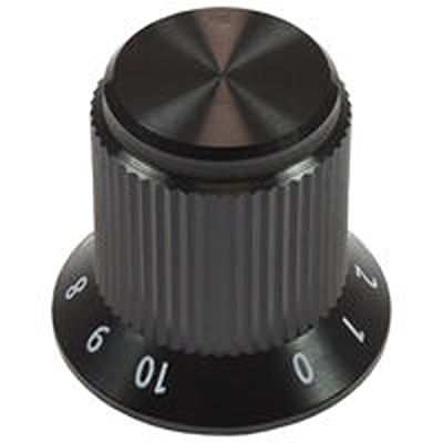 Vishay 10 → 35mm Black Potentiometer Knob for 1/4in Shaft Screw Fix, ACCKMS1316NGJ14