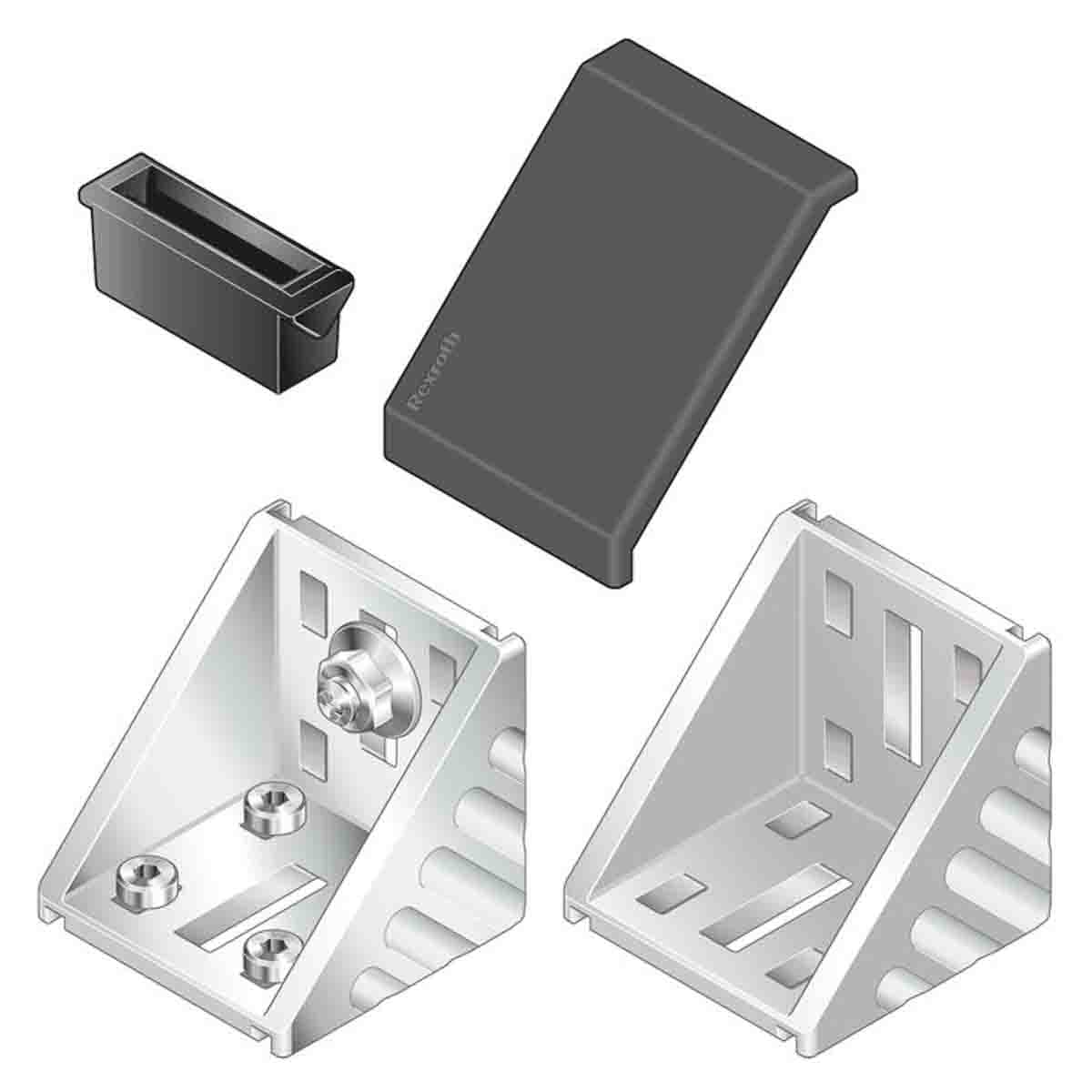 Bosch Rexroth M6 Angular Cover Cap, Connecting Component, Strut Profile 60 mm, Groove Size 10mm