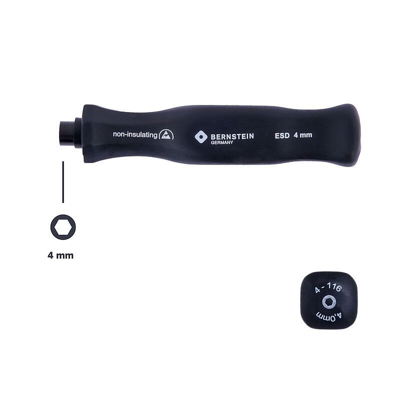 Bernstein Hexagon Socket Screwdriver Handle, 4 mm Tip, 95 mm Overall
