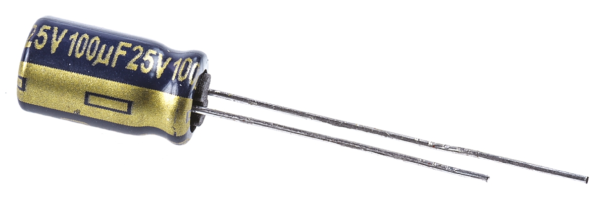 Panasonic 100μF Aluminium Electrolytic Capacitor 25V dc, Radial, Through Hole - EEUFC1E101S