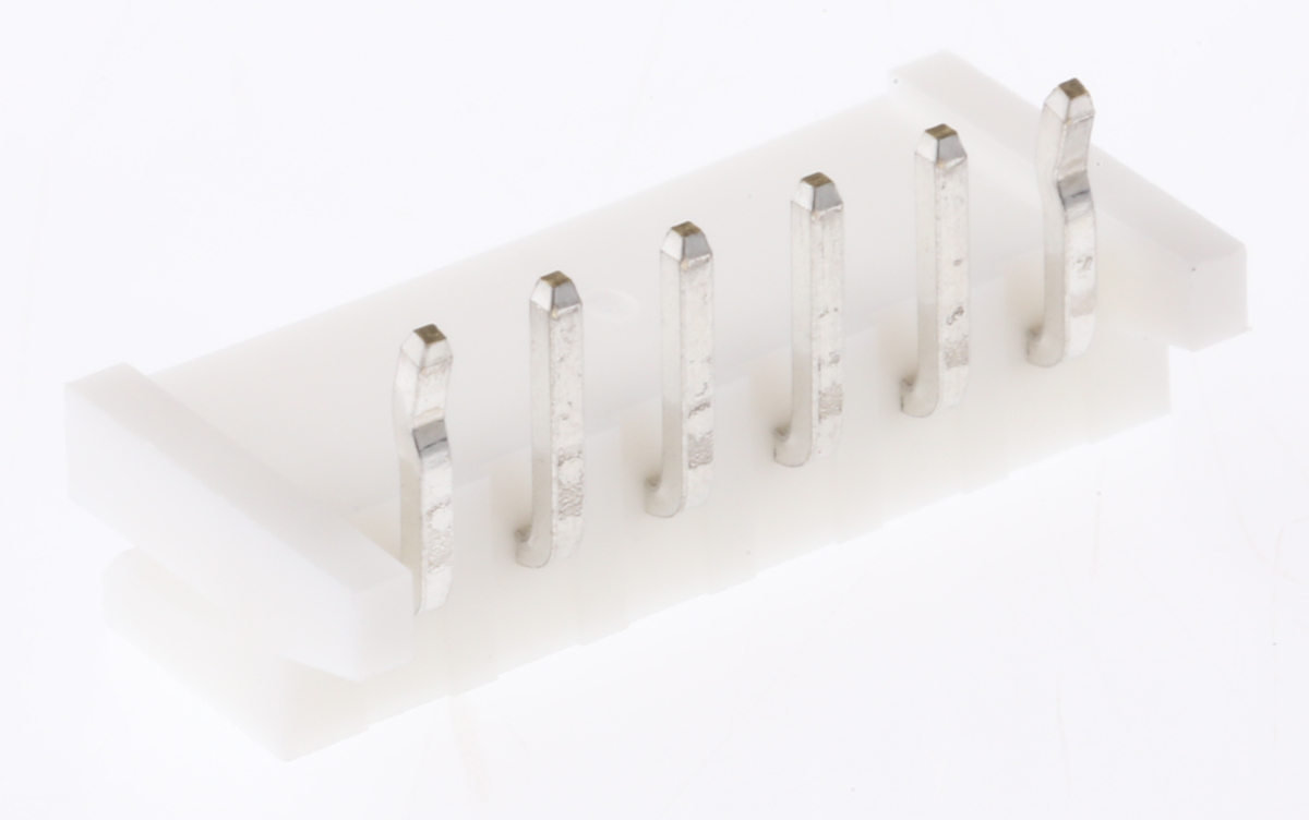 JST EH Series Right Angle Through Hole PCB Header, 6 Contact(s), 2.5 mm Pitch, 1 Row, Shrouded