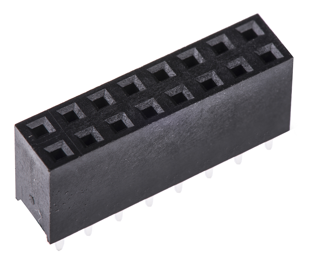 HARWIN Straight Through Hole Mount PCB Socket, 16-Contact, 2-Row, 2.54mm Pitch, Solder Termination