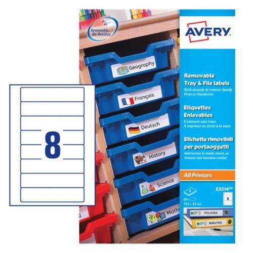 Avery White Adhesive High Visibility Label Sheet, Pack of 8Sheets