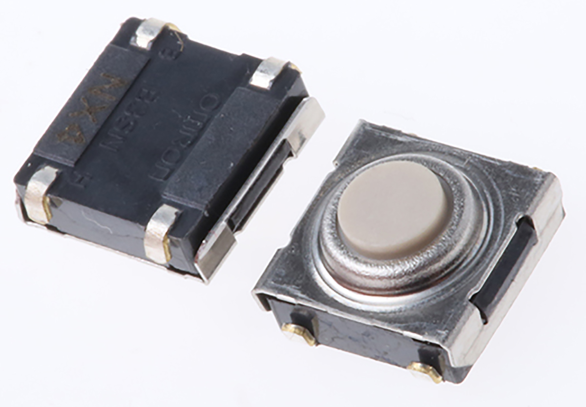 Omron Button Tactile Switch, SPST 50 mA @ 24 V dc Through Hole