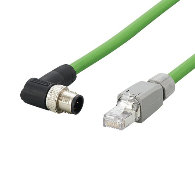 ifm electronicE122, 2m, Green M12 to Male RJ45 Male, Shielded, Terminated PVC Sheath