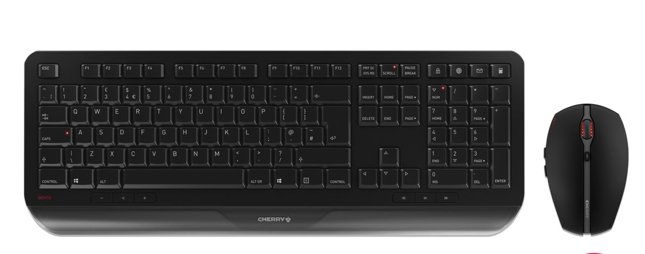 Cherry GENTIX DESKTOP Wireless Ergonomic Keyboard & Mouse Set, QWERTY (UK), Black