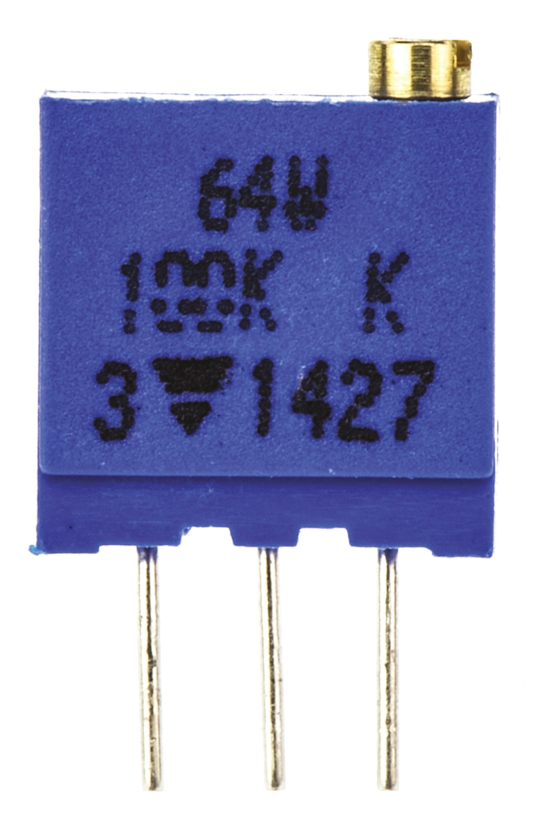 Vishay 64W Series 19 (Electrical), 22 (Mechanical)-Turn Through Hole Trimmer Resistor with Pin Terminations, 100kΩ