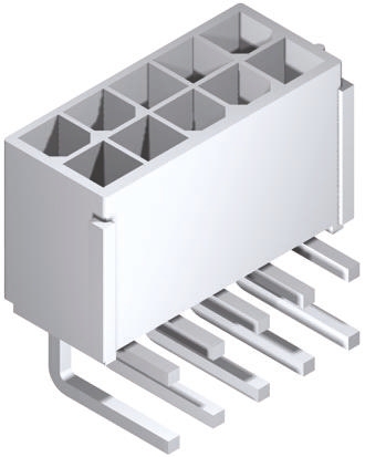 Molex Mini-Fit Jr Series Right Angle Through Hole PCB Header, 12 Contact(s), 4.2 mm Pitch, 2 Row, Shrouded