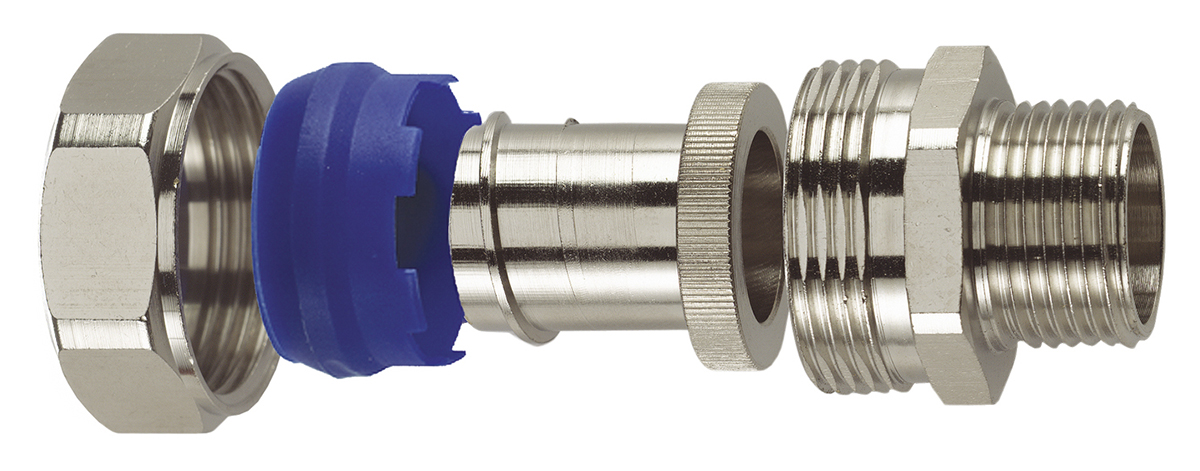Flexicon Straight, Conduit Fitting, 40mm Nominal Size, M40, Nickel Plated Brass IP65 rating