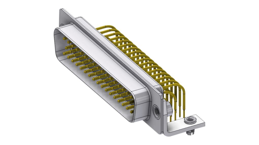 Deltron Connectors DTS 50 Way Right Angled Through Hole PCB D-sub Connector Plug, 2.84mm Pitch