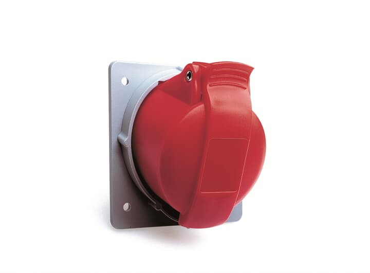 Amphenol Industrial, 2CMA1 IP44 Red Panel Mount 3P+N+E Angled Industrial Power Socket, Rated At 16A, 415 V