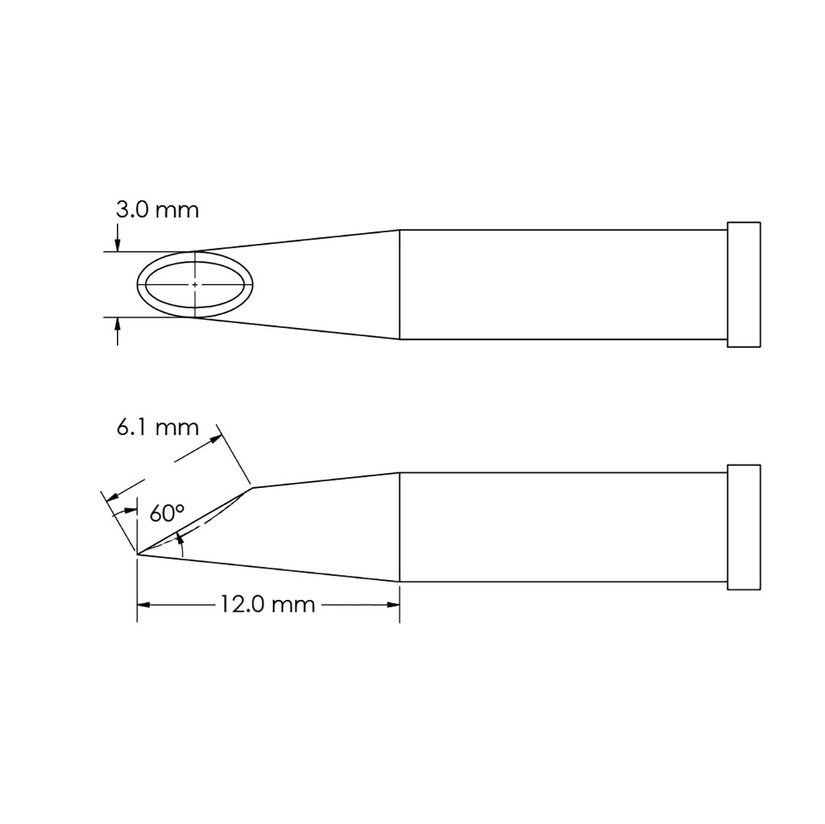 Metcal GT4-HF6030V 6.1 x 3.0 x 12 mm Hoof Soldering Iron Tip for use with Soldering Iron