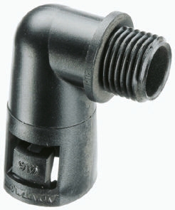 Adaptaflex 90° Elbow, Conduit Fitting, 28mm Nominal Size, M25, Nylon 66, Black IP66 rating