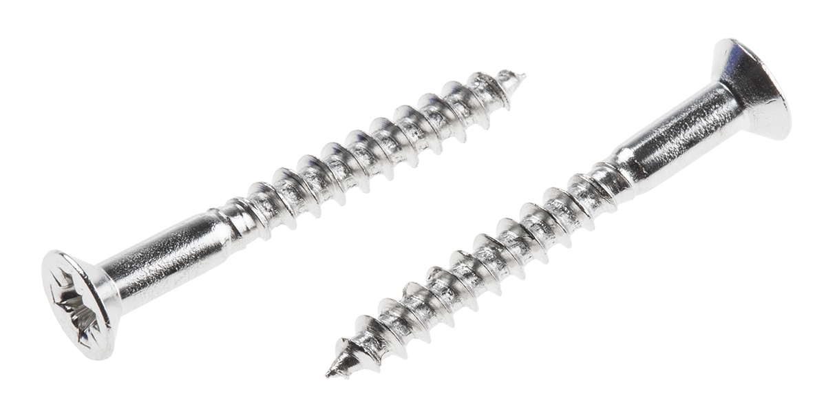 RS PRO Pozidriv Countersunk Stainless Steel Wood Screw, A2 304, 3.5mm Thread, 30mm Length
